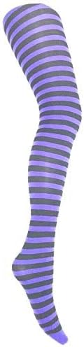 Mysasi Girls Striped Tights - Black and Purple.