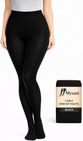 MYSASI Black Cable Patterned Winter Tights
