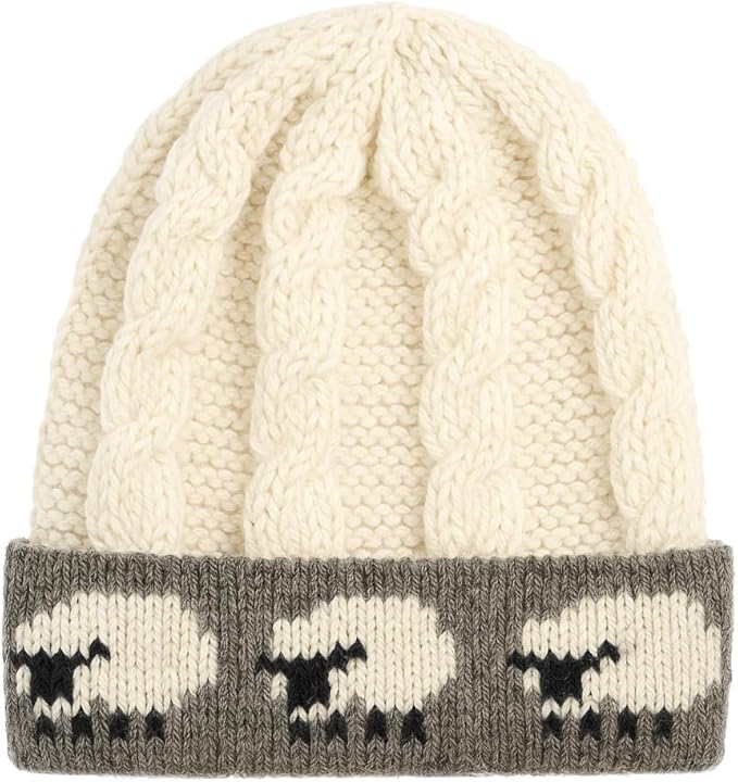 Women’s Aran 100 Percent Chunky Wool Hat - Natural Aron