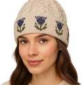 Thistle Pattern Chunky Wool Beanie Hat,