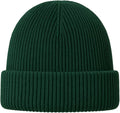 Pure British Wool Beanie Hat - Bottle Green