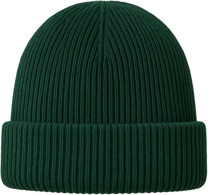 Pure British Wool Beanie Hat - Bottle Green
