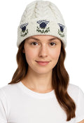 Thistle Pattern Chunky Wool Beanie Hat