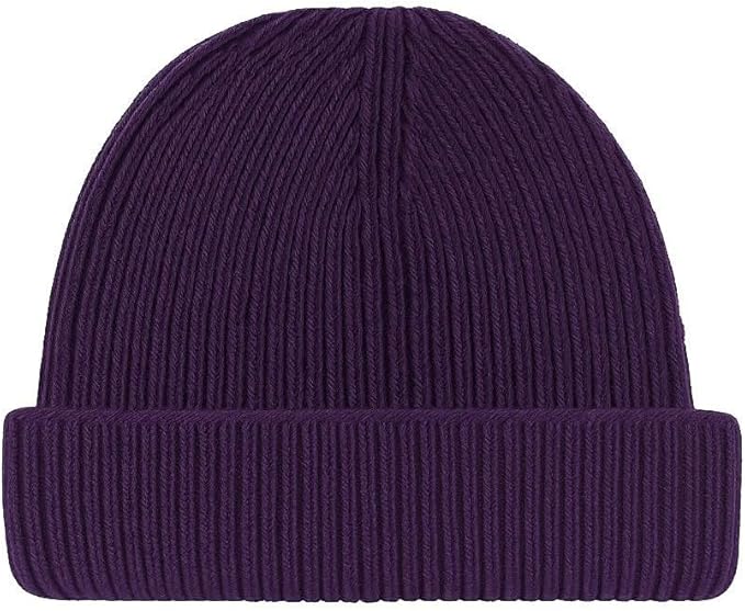 Pure British Wool Beanie Hat - Purple