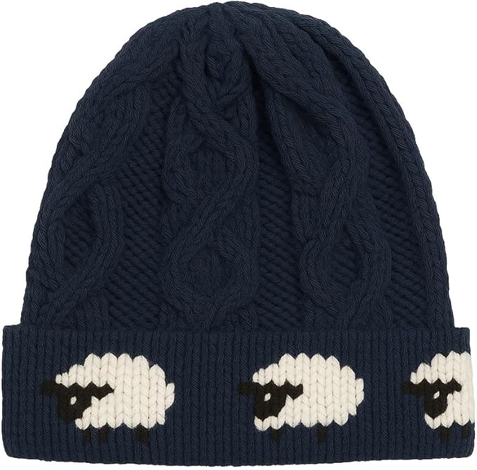 Women’s Aran 100 Percent Chunky Wool Hat - Celtic Navy Blue