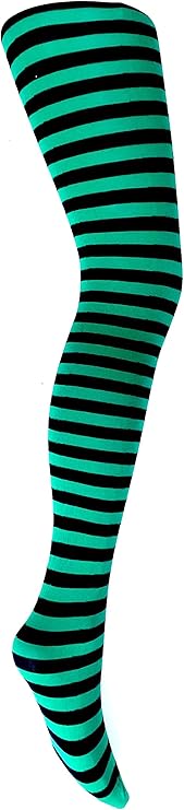MYSASI Womens Striped Tights - Green And Black