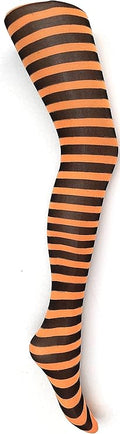 Mysasi Girls Striped Tights - Black and Orange