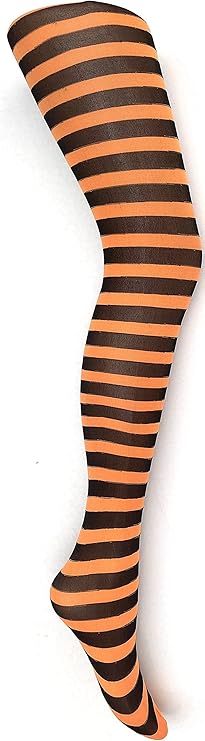 Mysasi Girls Striped Tights - Black and Orange