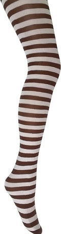 Mysasi Women's Striped Tights - Chocolate Brown And White
