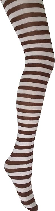 Mysasi Women's Striped Tights - Chocolate Brown And White