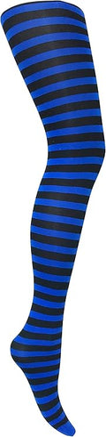MYSASI Womens Striped Tights - Blue And Black