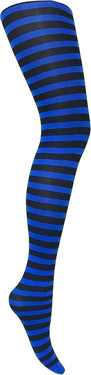 MYSASI Womens Striped Tights - Blue And Black