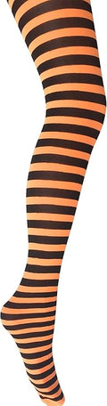 MYSASI Womens Striped Tights - Orange And Black