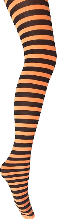 MYSASI Womens Striped Tights - Orange And Black