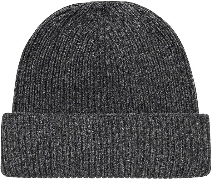 Pure British Wool Beanie Hat - Dark Grey