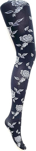MYSASI Women's Rose Pattern Tights 70 Denier